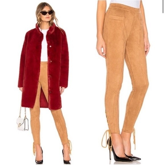 NWT‎ Majorelle Camel High Rise Faux Suede Lace Pants L - Picture 1 of 8